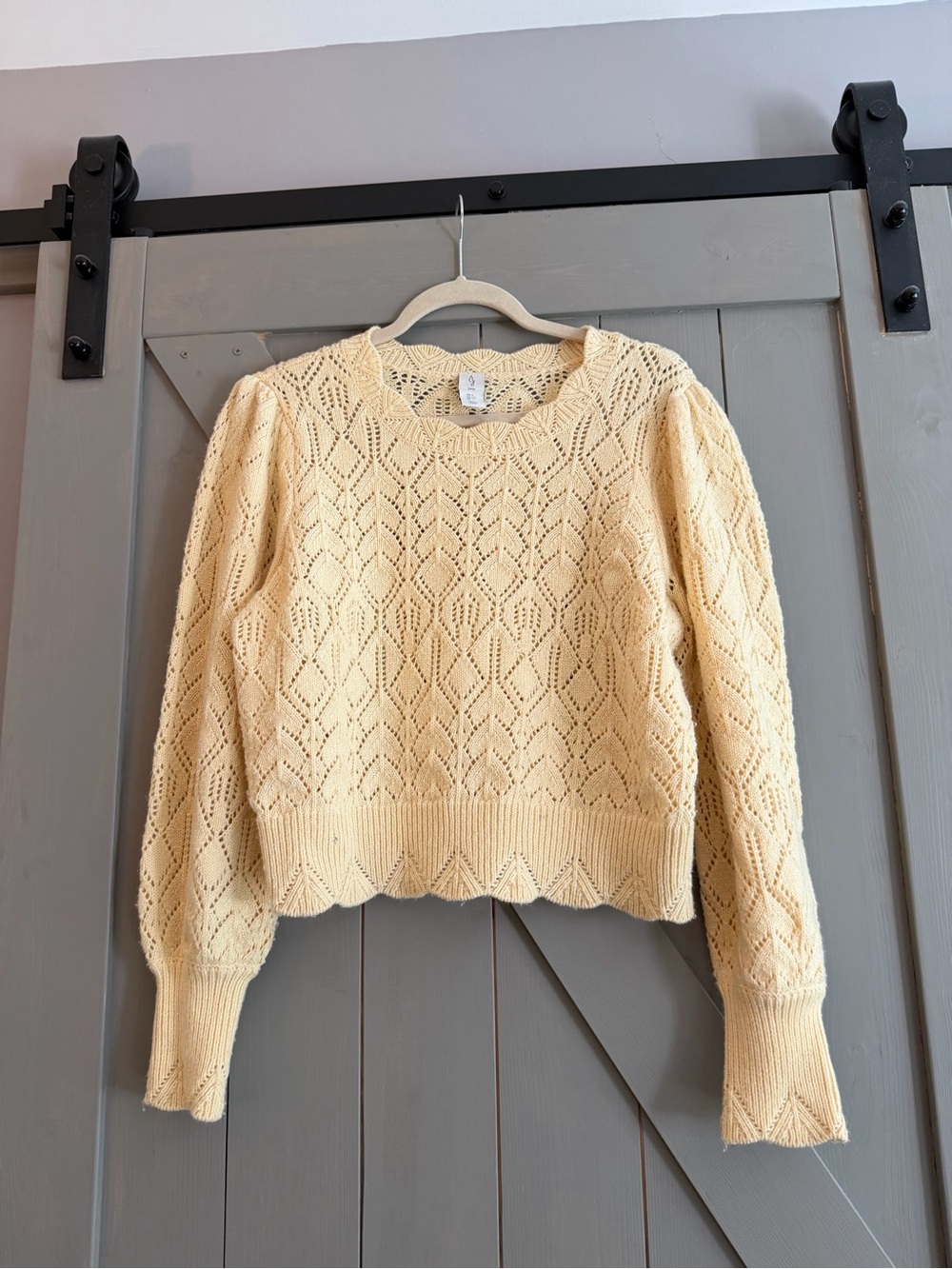 Joie Cream Pointelle Scoop-Neck Knit Sweater